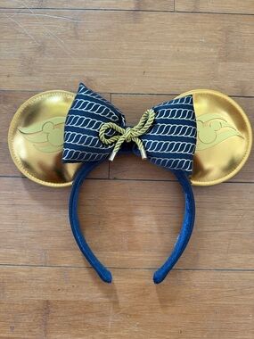 Disney Cruise Line Gold Navy Bow Minnie Mickey Mouse Ears